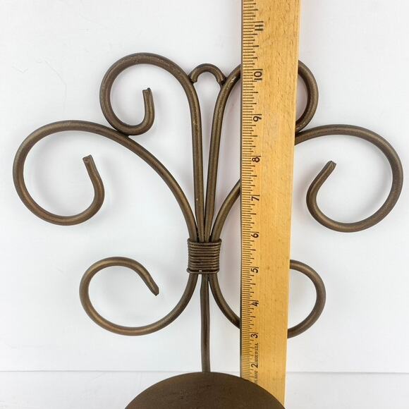 Pair of Rustic Scroll Ornate Metal Wall Mounted Candle Sconces - Picture 7 of 8